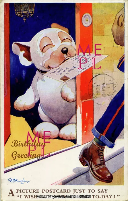 : George Studdy, Bonzo birthday postcard : George Studdy, Bonzo birthday postcard
