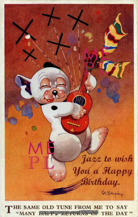 : George Studdy, Bonzo birthday postcard : George Studdy, Bonzo birthday postcard