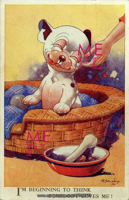 : George Studdy, Bonzo greetings postcard : George Studdy, Bonzo greetings postcard