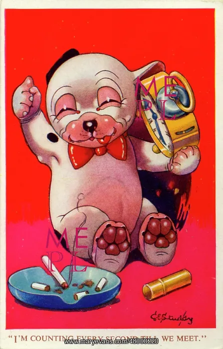 : George Studdy, Bonzo greetings postcard : George Studdy, Bonzo greetings postcard