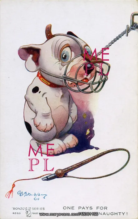 : George Studdy, Bonzo greetings postcard : George Studdy, Bonzo greetings postcard