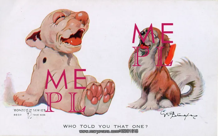: George Studdy, Bonzo greetings postcard : George Studdy, Bonzo greetings postcard