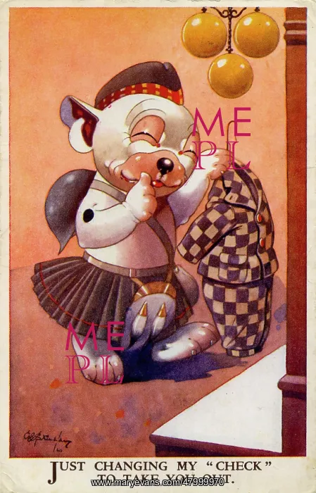 : George Studdy, Bonzo greetings postcard, WW2 : George Studdy, Bonzo greetings postcard, WW2