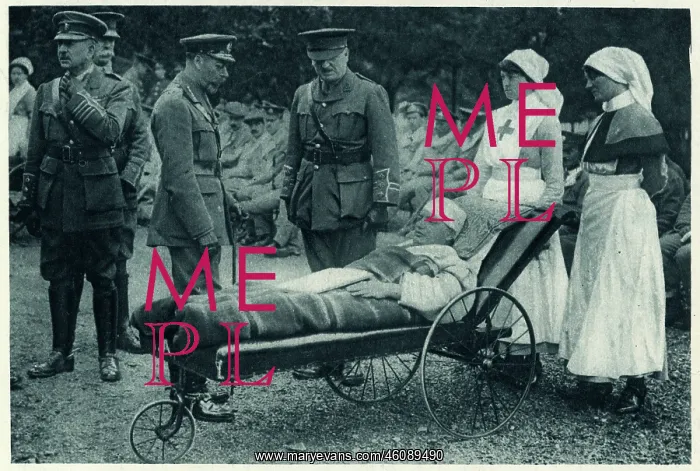: George V visting wounded at Nestly Abbey : George V visting wounded at Nestly Abbey