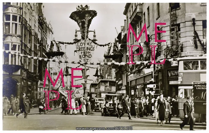 : George V's Silver Jubilee - Piccadilly end - Bond St, London : George V's Silver Jubilee - Piccadilly end - Bond St, London
