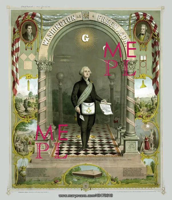 : George Washington as a freemason, holding scroll and trowel : George Washington as a freemason, holding scroll and trowel