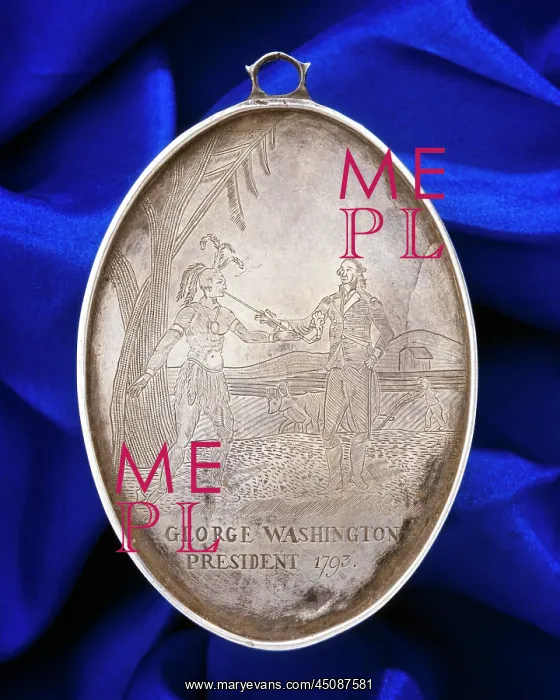: George Washington Silver Indian Peace Medal Reverse : George Washington Silver Indian Peace Medal Reverse
