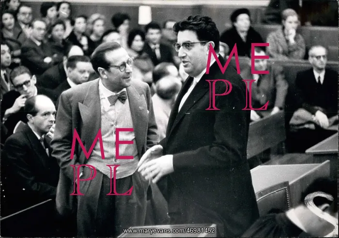 : Georges Simenon, writer, at Pierre Jaccoud trial, Geneva : Georges Simenon, writer, at Pierre Jaccoud trial, Geneva
