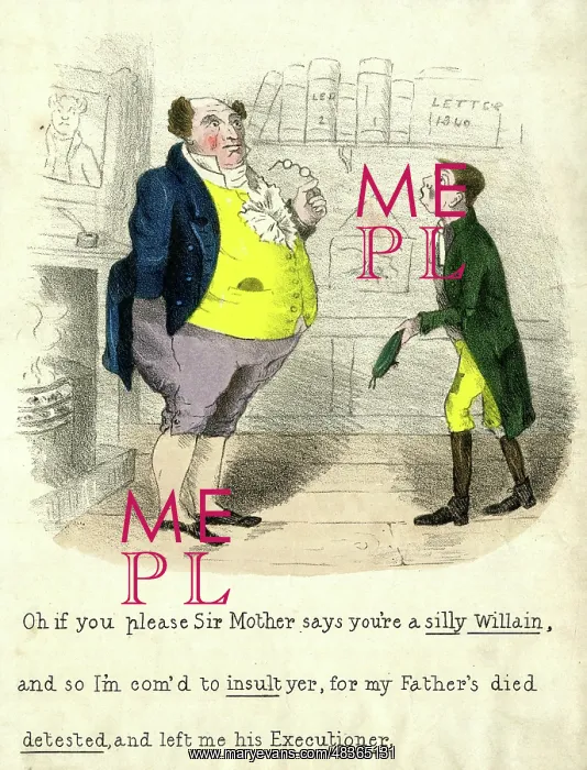 : Georgian cartoon, boy and solicitor : Georgian cartoon, boy and solicitor