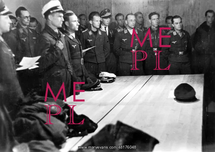 : Germ Fighter Plane Pilots during a Briefing, 1942 : Germ Fighter Plane Pilots during a Briefing, 1942