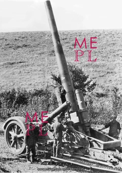 : German 21cm mortar in firing positions : German 21cm mortar in firing positions