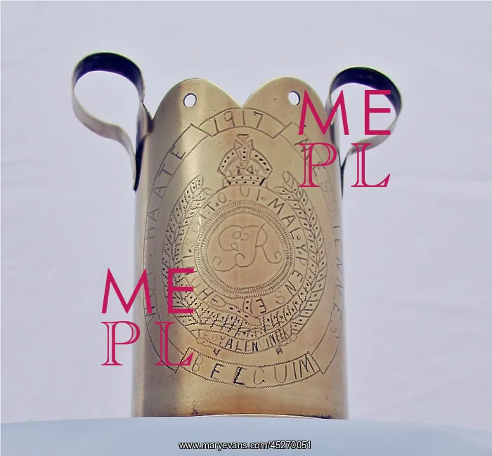 : German 77mm shell case vase with looped handles : German 77mm shell case vase with looped handles