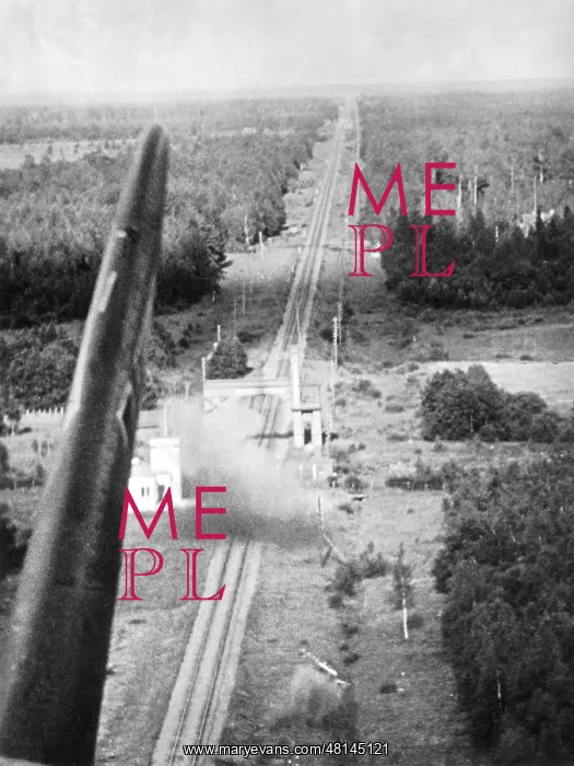 : German air attack on a stretch of train track on the Eastern : German air attack on a stretch of train track on the Eastern
