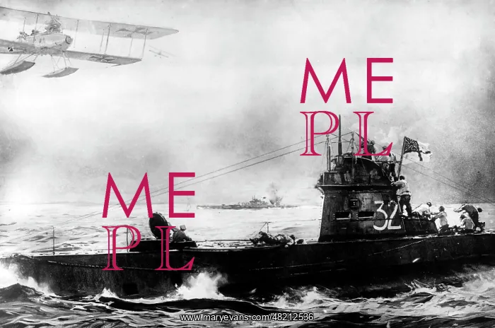 : German airplanes attack a British submarine, 1918 : German airplanes attack a British submarine, 1918