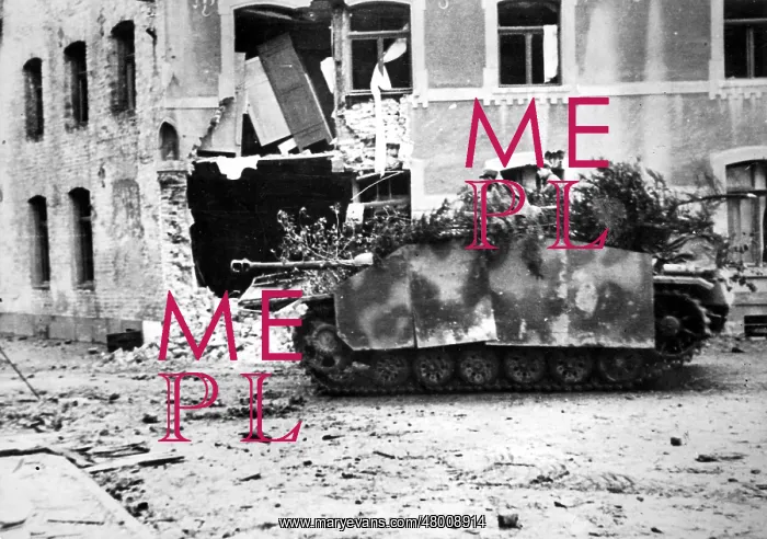 : German assault gun III at Aachen, 1944 : German assault gun III at Aachen, 1944