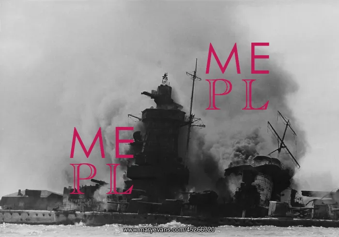 : The German battleship Admiral Graf Spee, burning : The German battleship Admiral Graf Spee, burning