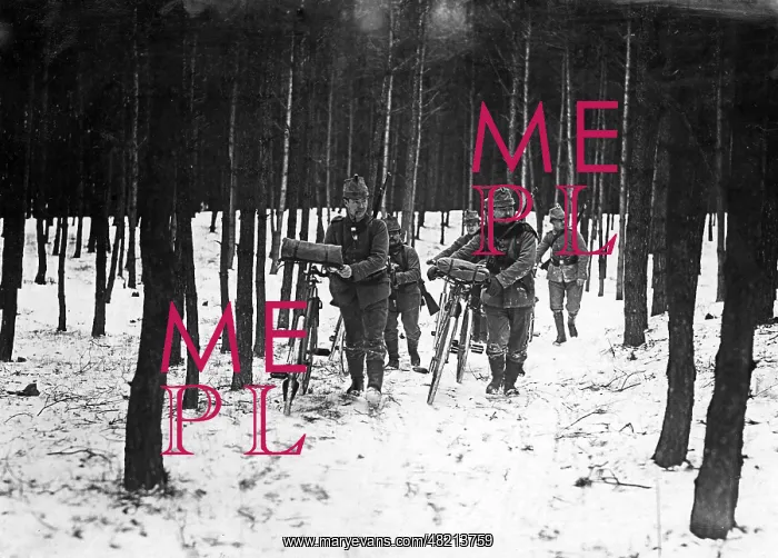 : German bicycle patrol, 1915 : German bicycle patrol, 1915