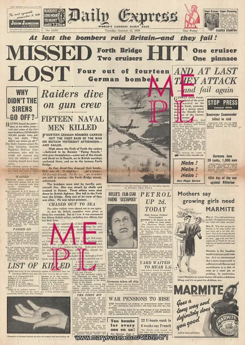: German bombing raid on the Firth of Forth : German bombing raid on the Firth of Forth