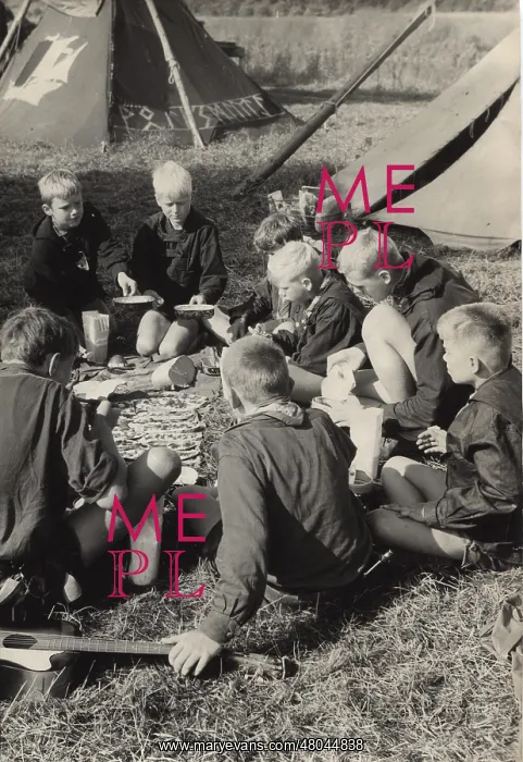 : German boy scouts at camp, Forchheim, Germany : German boy scouts at camp, Forchheim, Germany