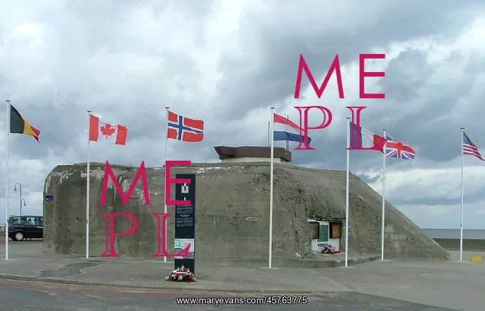 : German Bunker Asnelles with Memorial Plaques : German Bunker Asnelles with Memorial Plaques