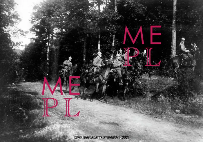 : German cavalrymen on patrol, 1915 : German cavalrymen on patrol, 1915