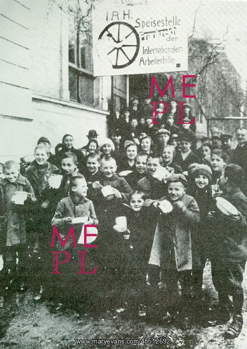 : German children receive soup at a communal kitchen : German children receive soup at a communal kitchen