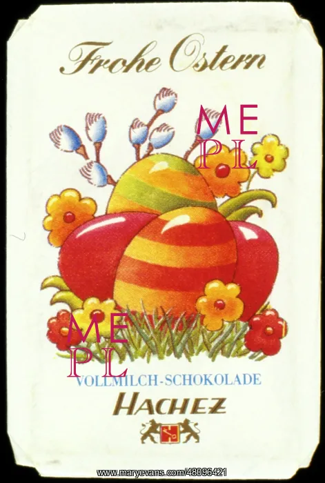 : German chocolate wrapper, Happy Easter : German chocolate wrapper, Happy Easter