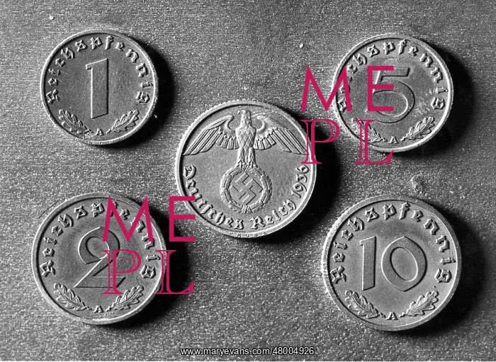  : German coins of 1, 2, 5 and 10 pfennig