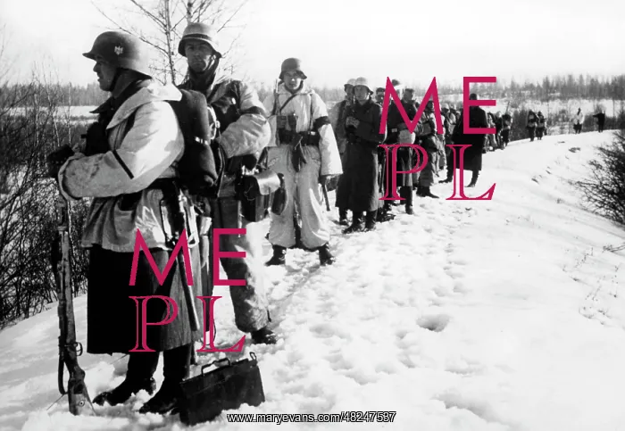 : German column retreating on the Eastern Front, 1943 : German column retreating on the Eastern Front, 1943