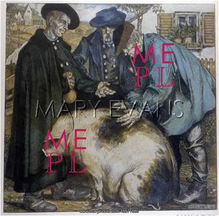 : Three German Countryfolk Assessing a Pig : Three German Countryfolk Assessing a Pig