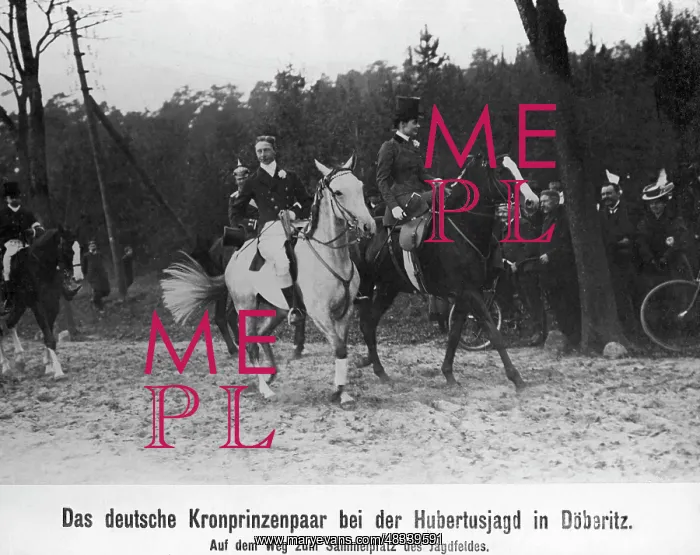 : The German crown prince couple on a Hubertus : The German crown prince couple on a Hubertus