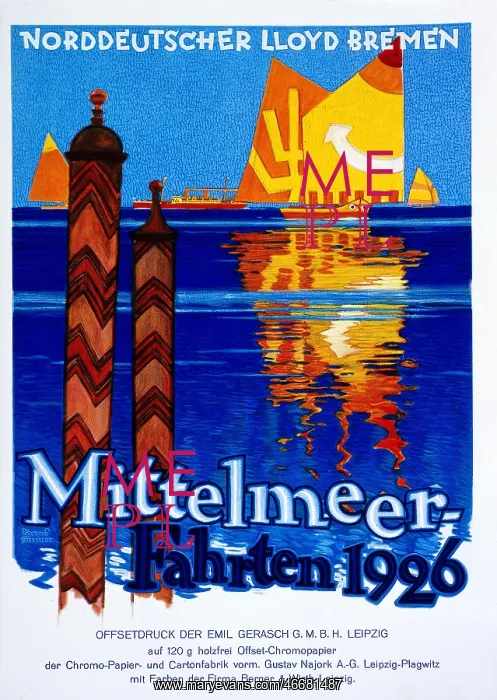 : German cruise travel poster : German cruise travel poster