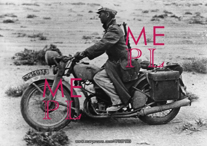 : German Dispatch Motorcycle in the African Desert : German Dispatch Motorcycle in the African Desert