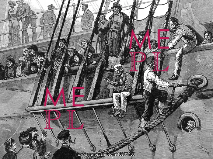 : German Emigrant Ship in Southampton Docks 1881 : German Emigrant Ship in Southampton Docks 1881