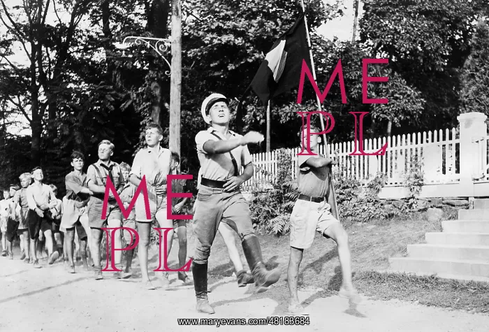 : German ethnic boys of the camp Will and Power marching, 19 : German ethnic boys of the camp Will and Power marching, 19