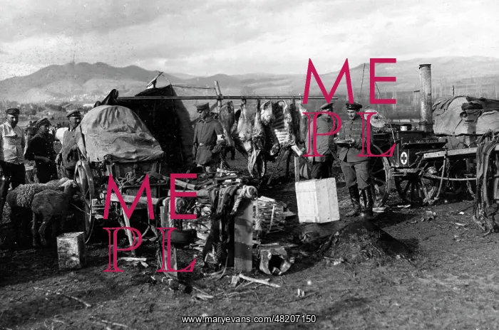 : German field kitchen in Macedonia, 1916 : German field kitchen in Macedonia, 1916