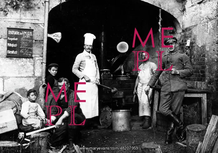  : German field kitchen in a position on the Western Front, 191
