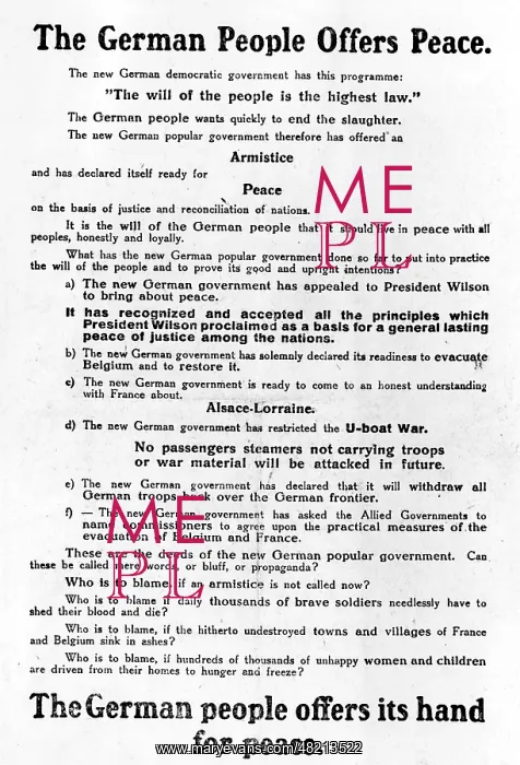 : German flyer offering an armistice at the Western Front, 191 : German flyer offering an armistice at the Western Front, 191