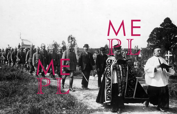: German-French funeral procession, 1914 : German-French funeral procession, 1914
