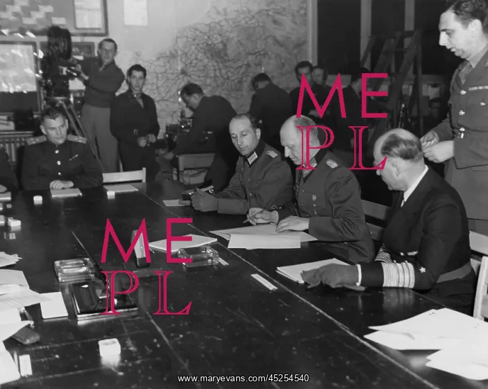 : German General Gustaf Jodl, signs the unconditional : German General Gustaf Jodl, signs the unconditional