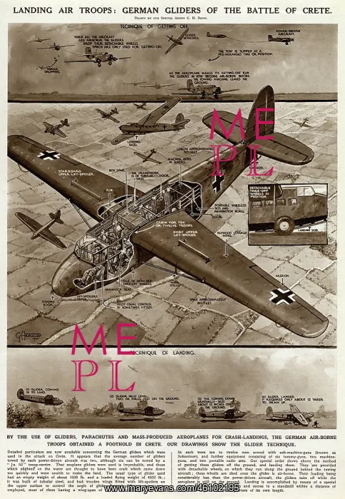 : German gliders in Battle of Crete by G. H. Davis : German gliders in Battle of Crete by G. H. Davis
