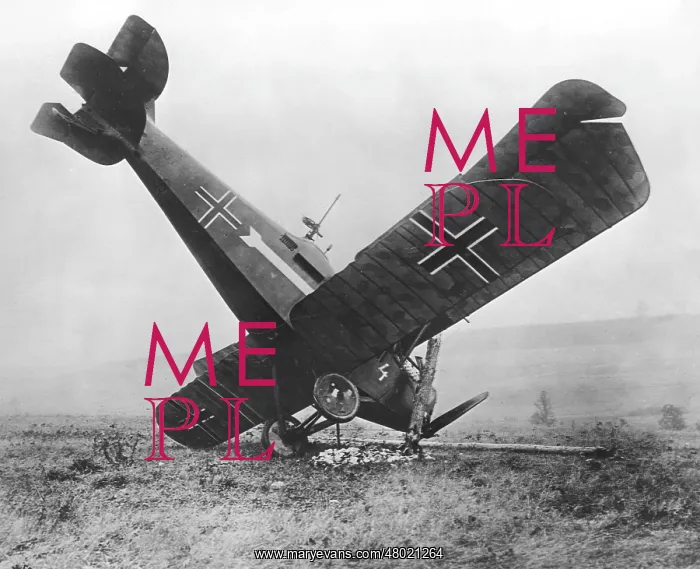 : German Hannover CL.II crashed biplane, WW1 : German Hannover CL.II crashed biplane, WW1