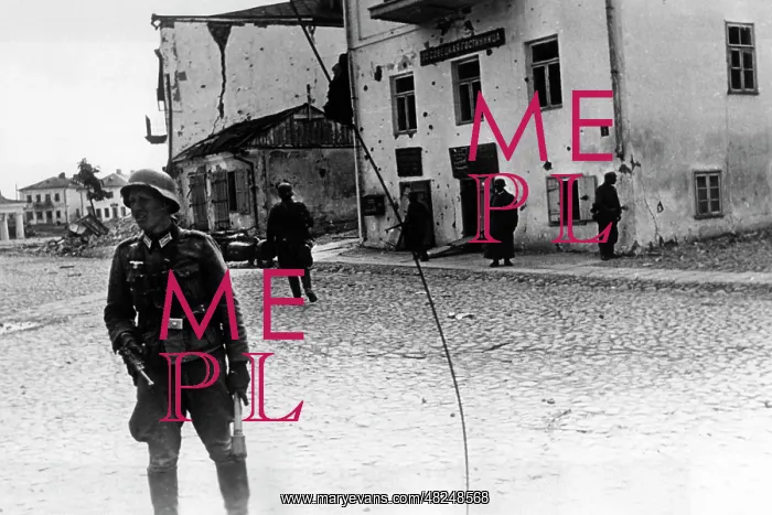 : German infantry in a conquered city on the Eastern Front : German infantry in a conquered city on the Eastern Front