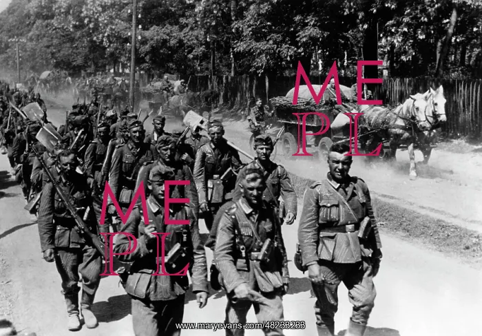 : German infantry marching on the Eastern Front, 1941 : German infantry marching on the Eastern Front, 1941