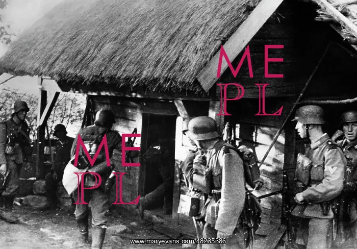: German infantrymen search a house on the Eastern Front, 1941 : German infantrymen search a house on the Eastern Front, 1941