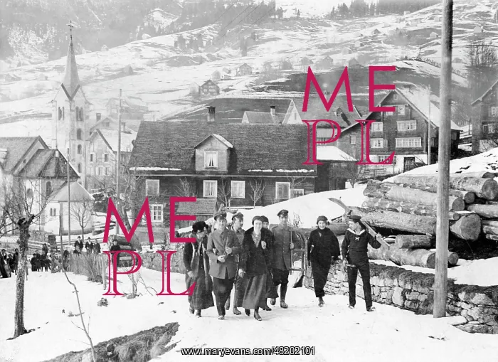 : German internees during the winter in Switzerland, 1917 : German internees during the winter in Switzerland, 1917