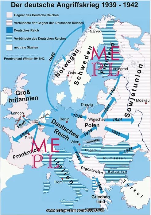 : German Invasion Map 1939-1942 : German Invasion Map 1939-1942