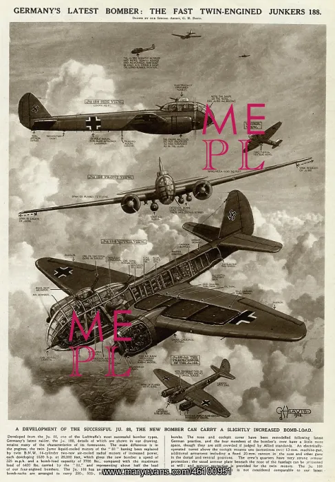 : German Junkers 188 bomber by G. H. Davis : German Junkers 188 bomber by G. H. Davis