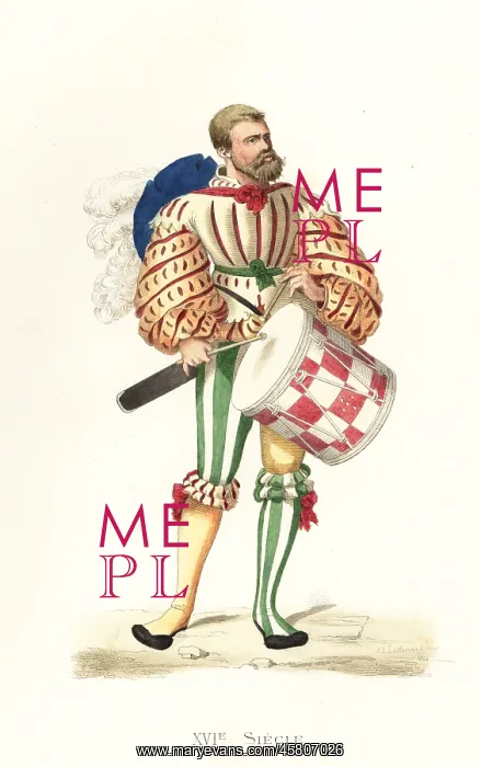 : German Landsknechte drummer, 16th century : German Landsknechte drummer, 16th century