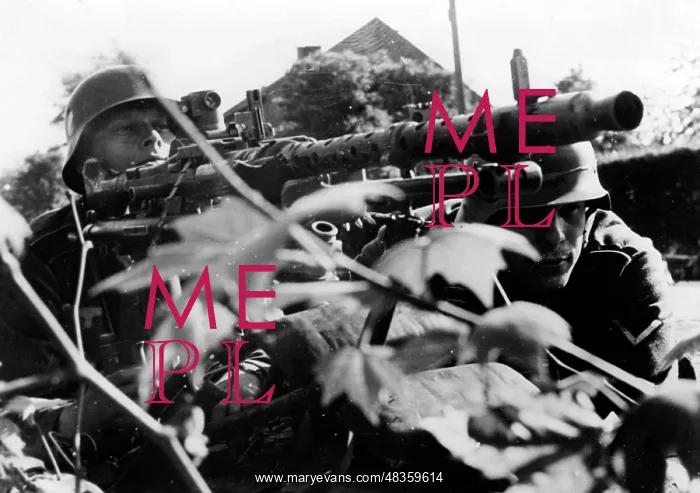 : German machine gun position in Belgium, 1940 : German machine gun position in Belgium, 1940